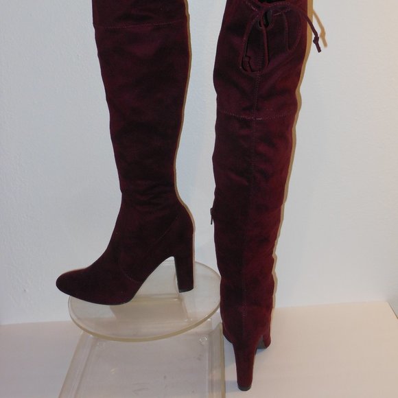 UNISA BURGUNDY OVER THE KNEE BOOTS SIZE 9.5 MEDIUM - Picture 1 of 10